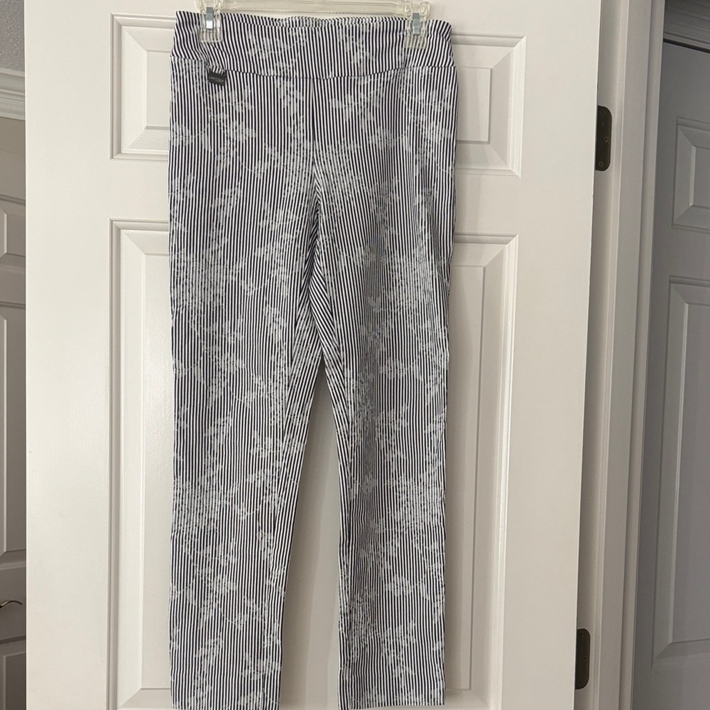 LISETTE Black and White Striped Leggings